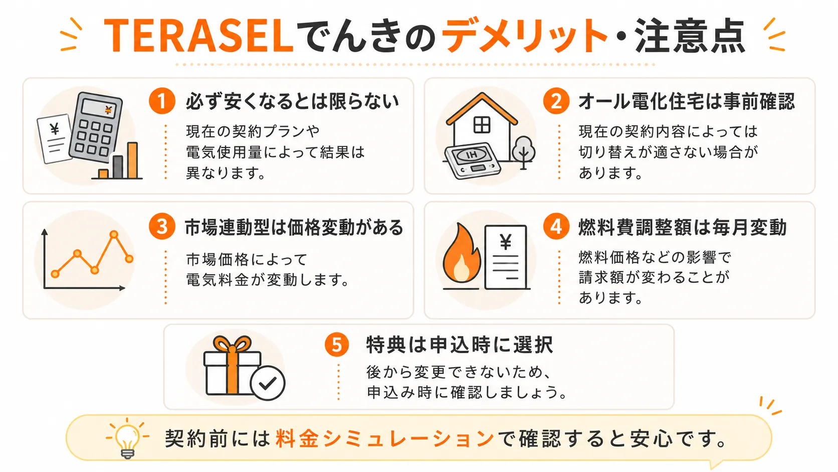 TERASELでんきのデメリットと注意点